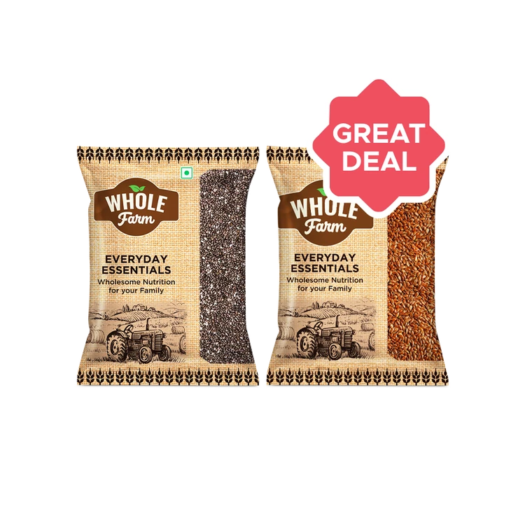 Whole Farm Premium Chia Seeds +  Premium Flax Seeds Combo