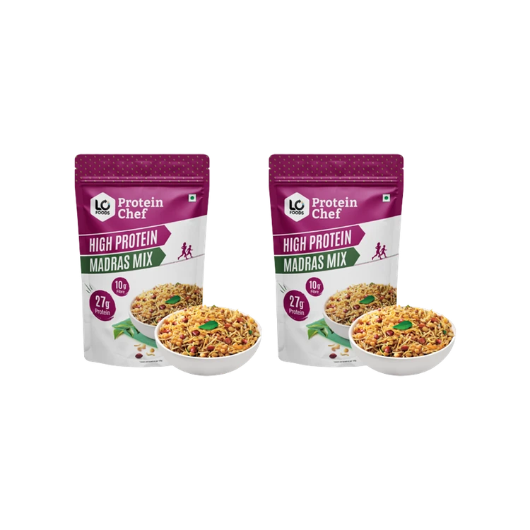 Protein Chef Madras Mixture Namkeen High Protein Healthy Snacks - Pack of 2