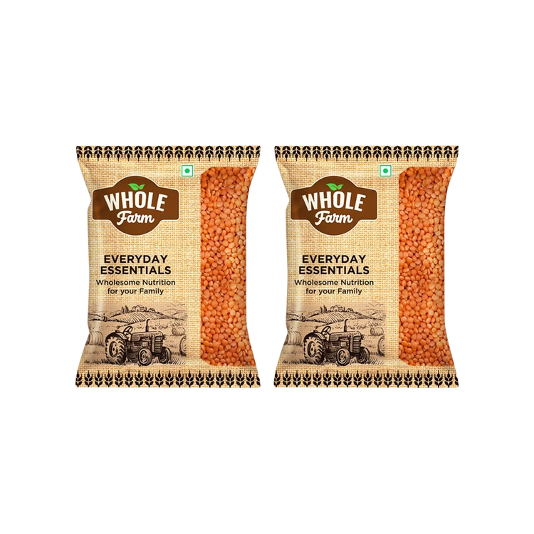 Whole Farm Premium Masoor Dal (1 kg) - Pack of 2 (Masoor Bele)