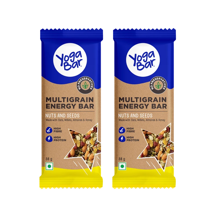 Yoga Bar Nuts & Seeds Multigrain Energy Protein Bar - Pack of 2
