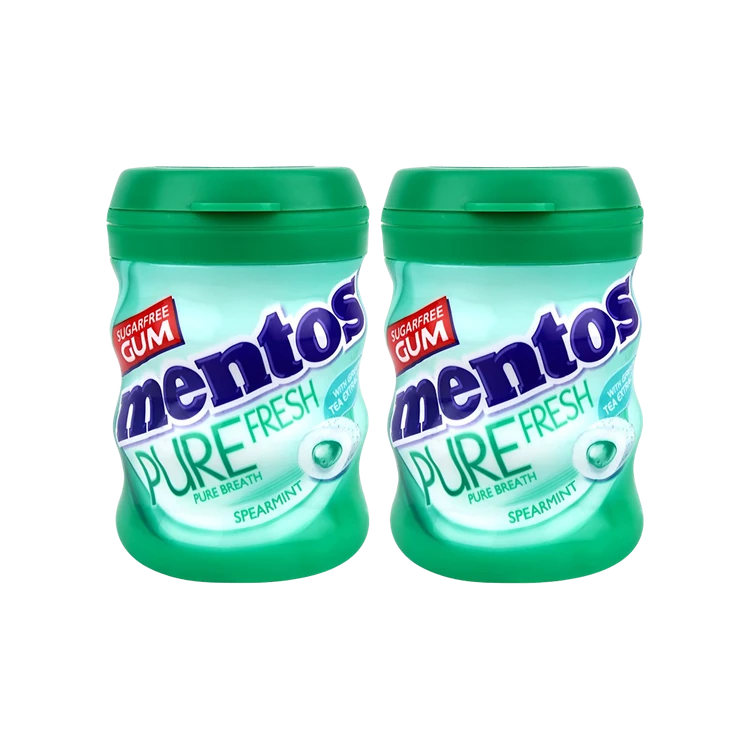 Mentos Pure Fresh Spearmint Chewing Gum - Pack of 2