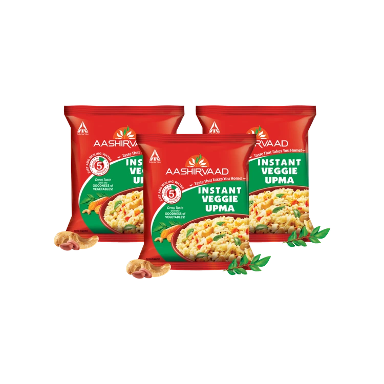 Aashirvaad Instant Veggie Upma Ready to Eat - Pack of 3