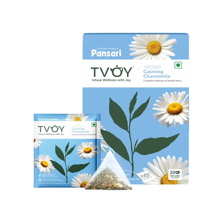 TVOY Organic Chamomile Flavoured Green Tea Bags