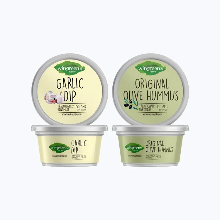 Wingreens Farms Garlic Dip +  Original Olive Hummus Dip Combo