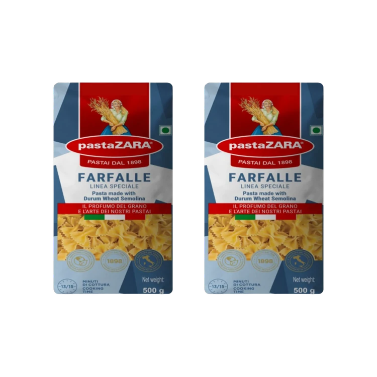 pastaZara Durum Wheat Semolina Farfalle Pasta - Pack of 2