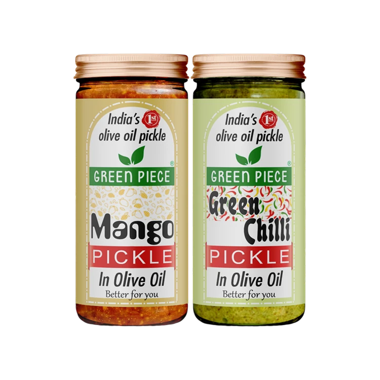 GREEN PIECE Green Chilli & Mango Pickle In Olive Oil