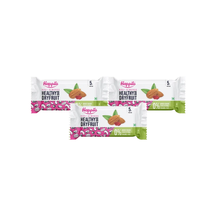 Happilo Rose- Almonds Healthy Dry Fruit Bar - Pack of 3