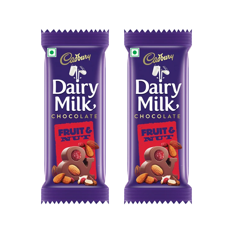 Cadbury Dairy Milk Fruit & Nut Small Milk Chocolate Bar - Pack of 2