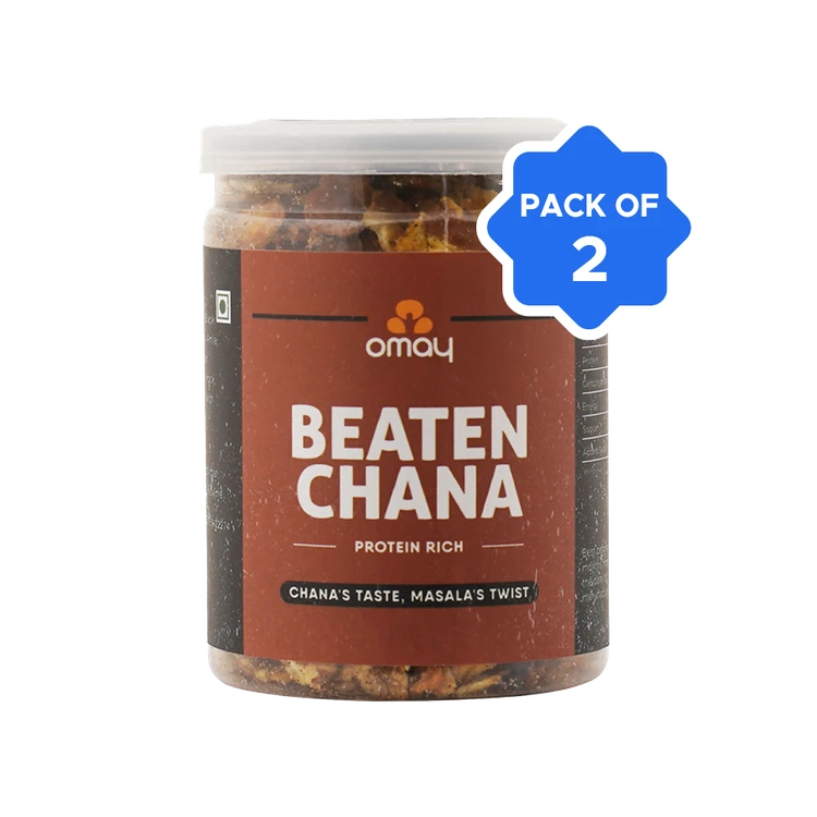 Omay Foods Roasted Chana Jor (Beaten Chana) - Pack of 2
