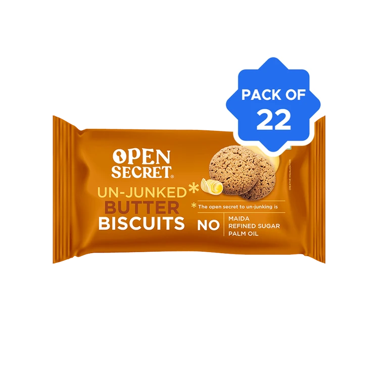Open Secret Zero Maida Healthy Millet Biscuit - Butter - Pack of 22