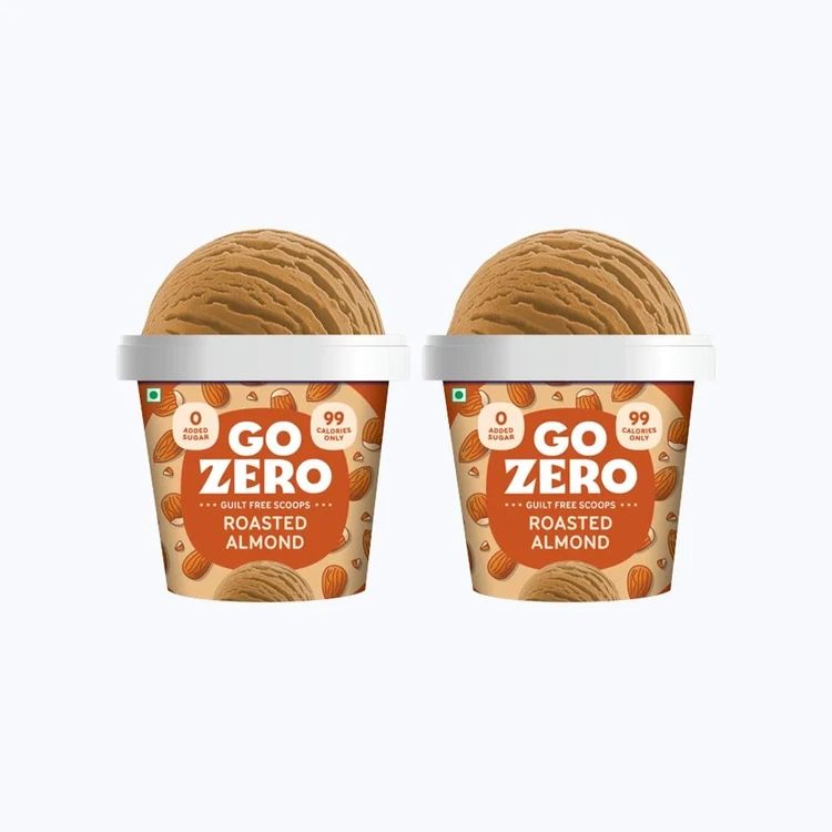 Go Zero Roasted Almond Low Calorie Ice Cream Cup - Pack of 2