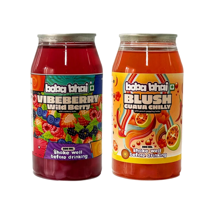 Boba Bhai Vibeberry Wild Berry Drink with Popping Boba & Nata De Coco +  Blush Guava Chilli Drink with Popping Boba & Nata De Coco Combo