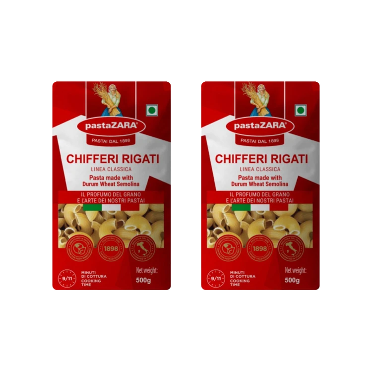 pastaZara Authentic Italian Chifferi Rigati Pasta - Pack of 2
