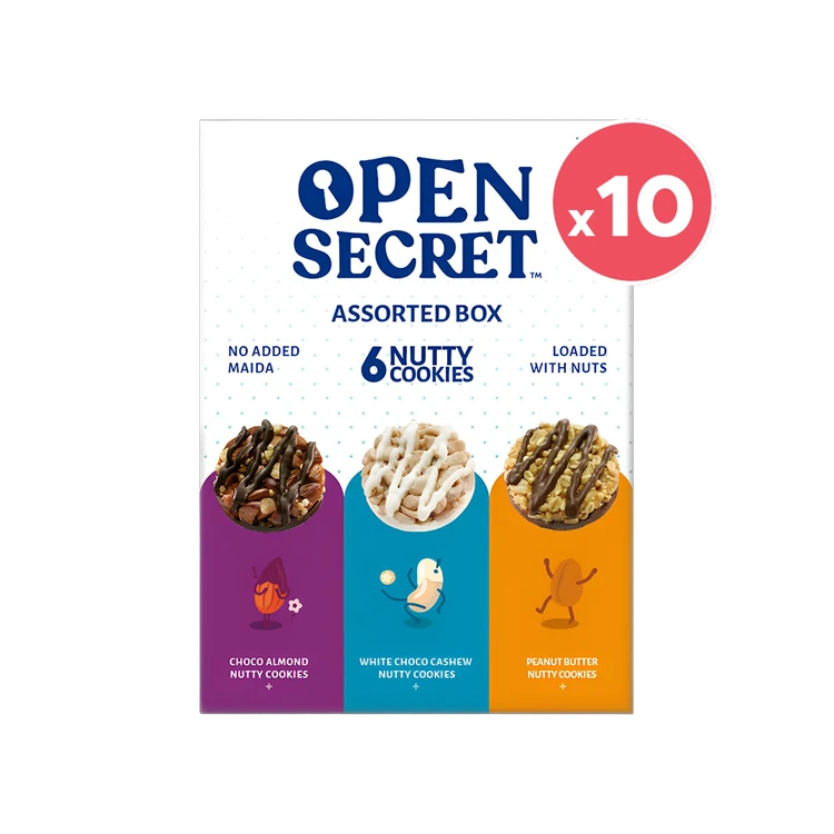 Open Secret Zero Maida Assorted Protein Cookies Gift Pack - Pack of 10
