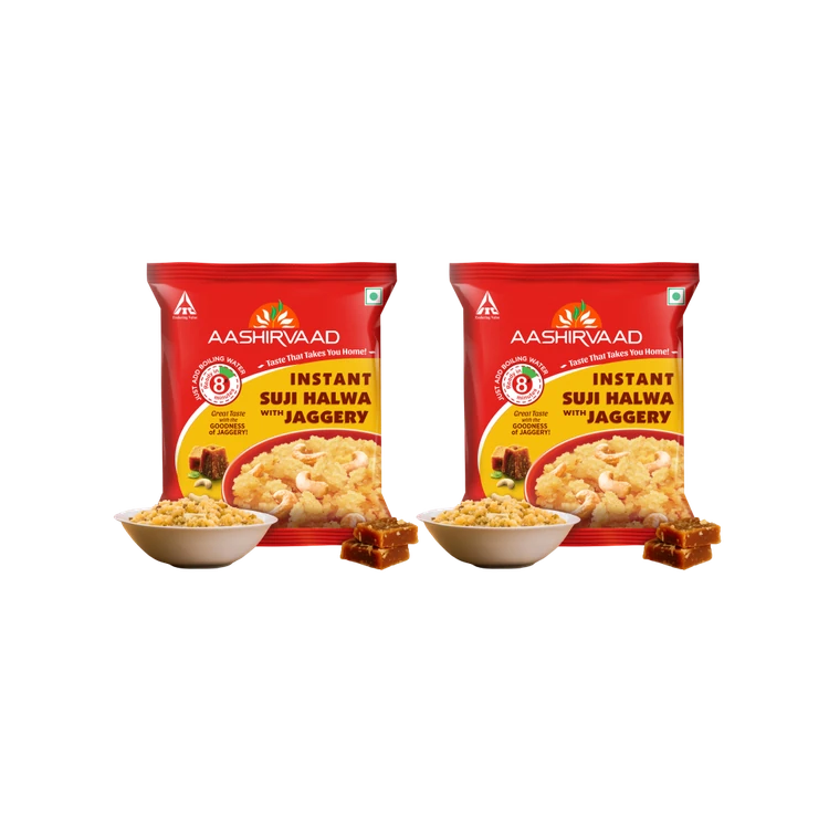 Aashirvaad Instant Suji Halwa with Jaggery Ready to Eat - Pack of 2
