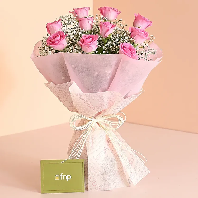 FNP 10 Pink Roses Bouquet