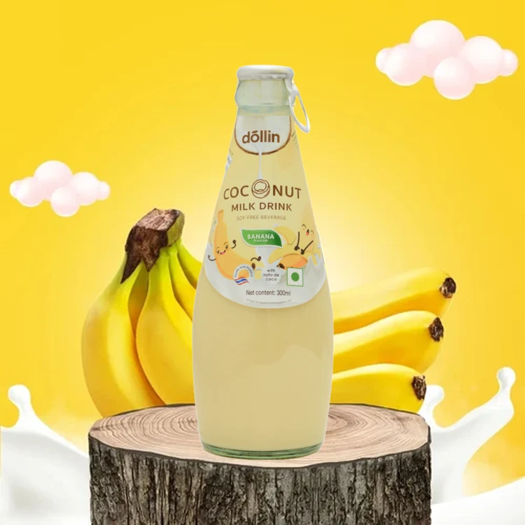 Dollin Banana Coconut Milk Drink with Nata De Coco
