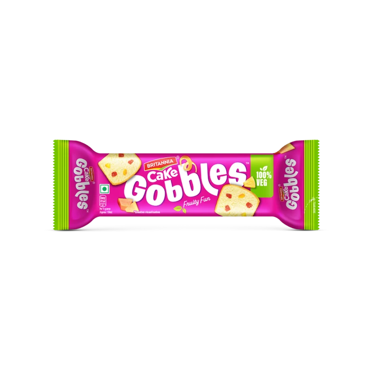 Britannia Gobbles Fruity Fun Slice Cake (Veg)