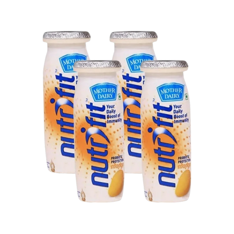 Mother Dairy Nutri Fit Probiotic Drink Mango Lassi - Pack of 4