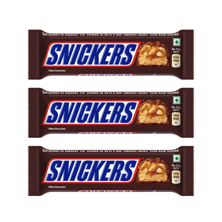 Snickers Peanut Nougat & Caramel Filled Bar 40 g - Pack of 3