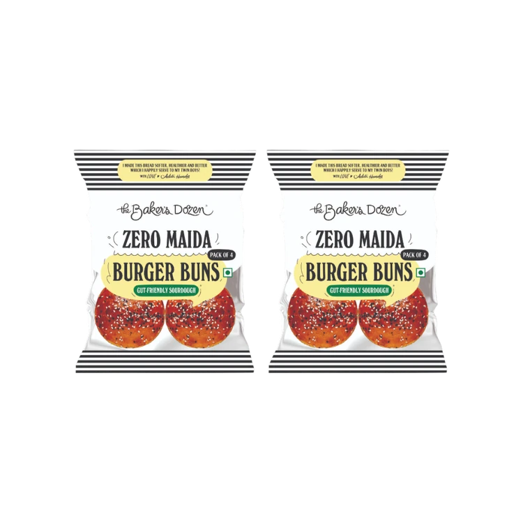 The Baker's Dozen Zero Maida Whole Wheat Sourdough Burger Bun - Pack of 2