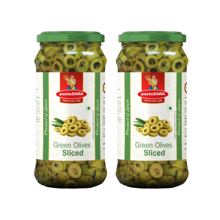 pastaZara Spanish Green Olives Sliced - Pack of 2