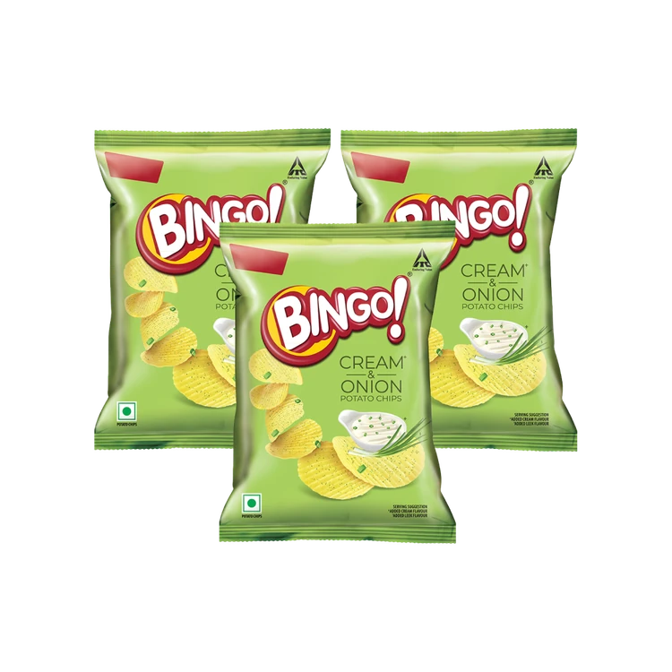 Bingo Cream & Onion Potato Chips - Pack of 3