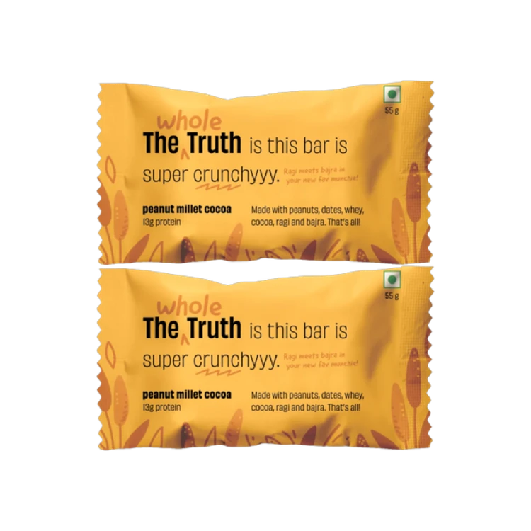 The Whole Truth Peanut Millet Cocoa Protein Bar - Pack of 2