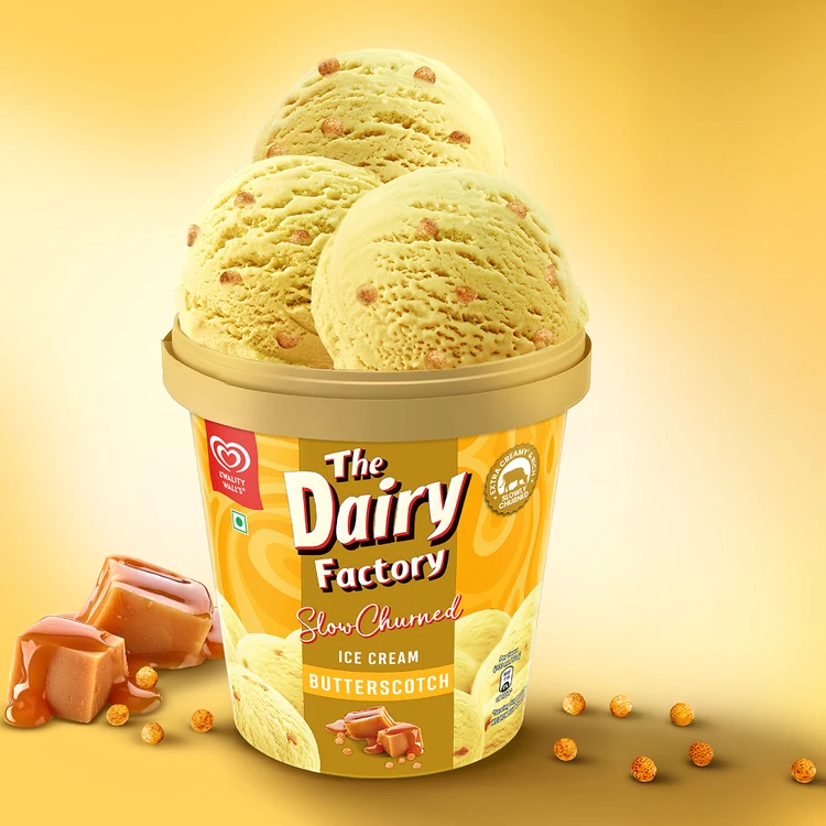 The Dairy Factory by Kwality Walls Butterscotch Ice Cream Tub