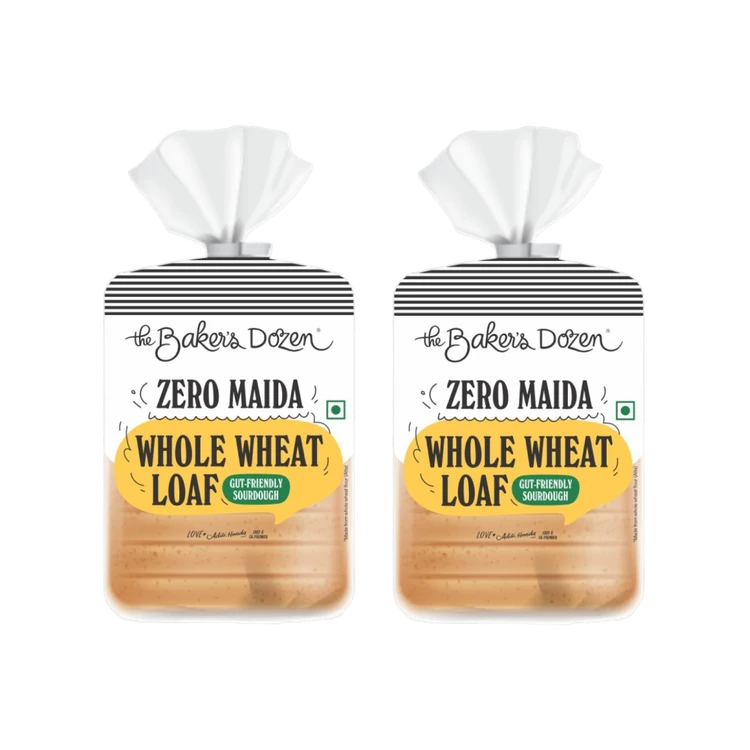 The Baker's Dozen Zero Maida Whole Wheat Sourdough Brown Bread - Pack of 2
