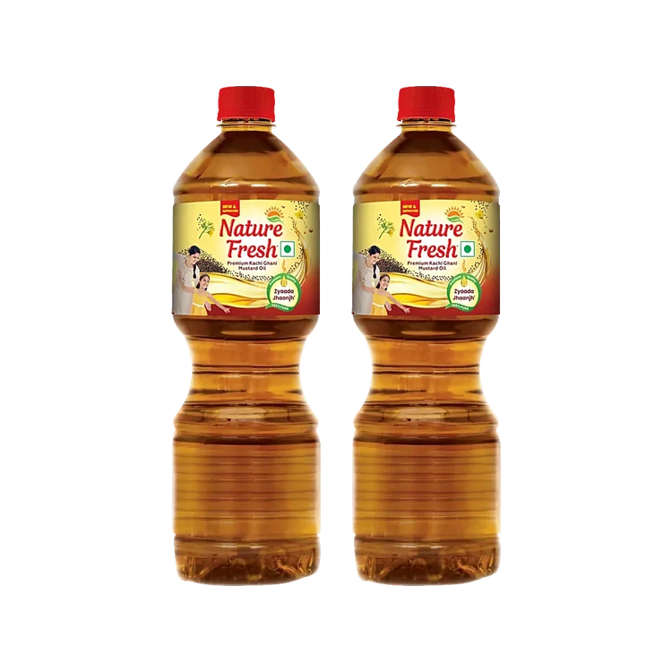 Nature Fresh Kachi Ghani Pure Mustard Oil - Pack of 2 (Sasive Enne)