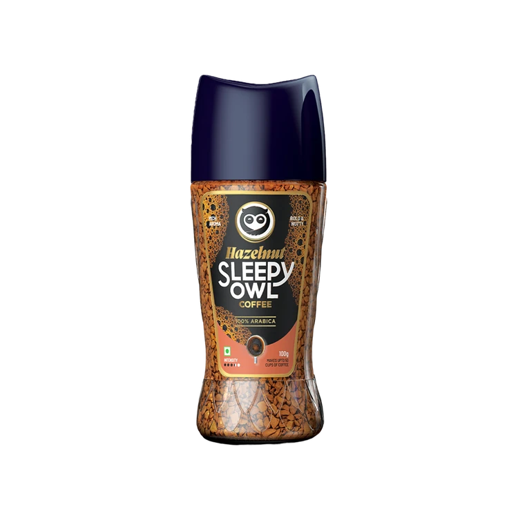 Sleepy Owl Hazelnut 100% Arabica Instant Flavoured Coffee