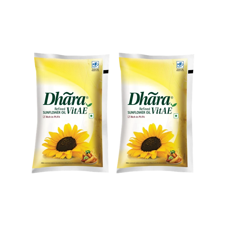 Dhara Health Refined Sunflower Oil - Pack of 2 (Suryakanthi Enne)