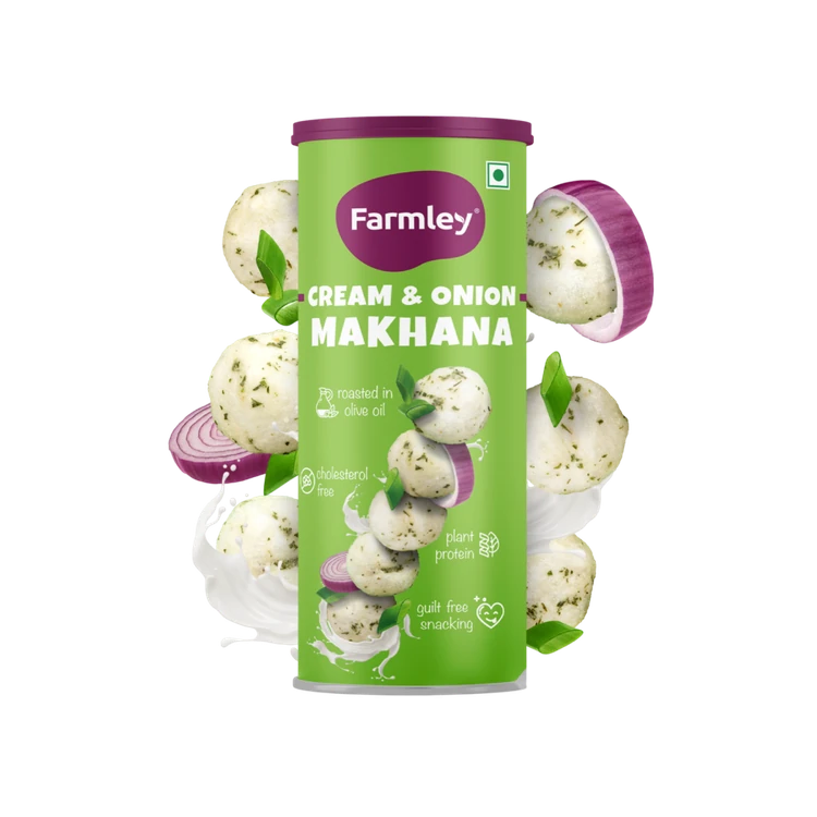 Farmley Cream & Onion Roasted Flavoured Makhana Roasted In Olive Oil