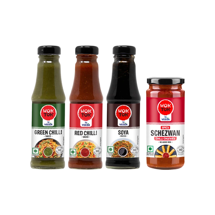 Wok Tok by Veeba Red Chilli + Green Chilli + Soya Drizzle Sauce Combo + Veeba Wok Tok Chilli Schezwan Chutney Combo