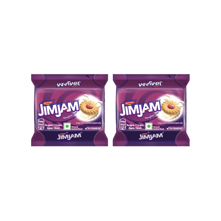 Britannia Treat Jim Jam Sandwich Cream Biscuits - Pack of 2