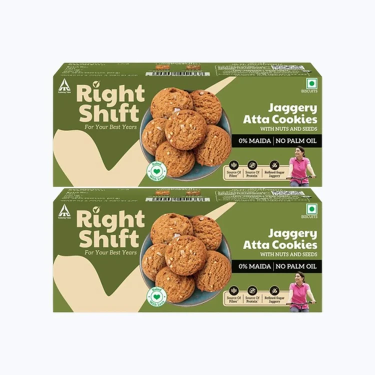 Right Shift Jaggery Atta Cookies (No Maida/ No Palm Oil) - Pack of 2