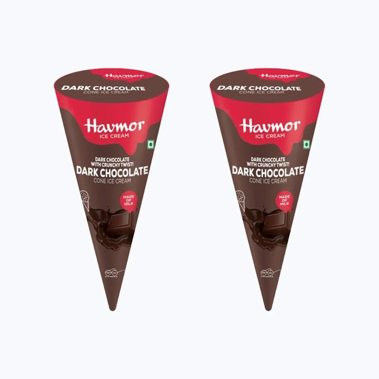 Havmor Dark Chocolate Ice Cream Cone - Pack of 2