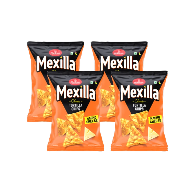 Haldiram's Mexilla Classic Tortilla Chips (Nacho Cheese) - Pack of 4