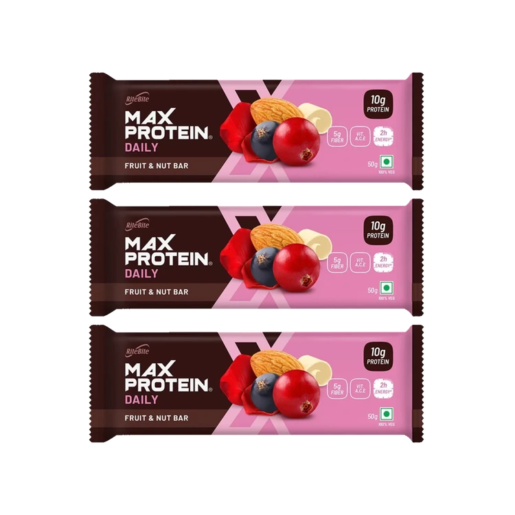 RiteBite Fruit and Nut Max Protein 10 g Protein Bar - Pack of 3