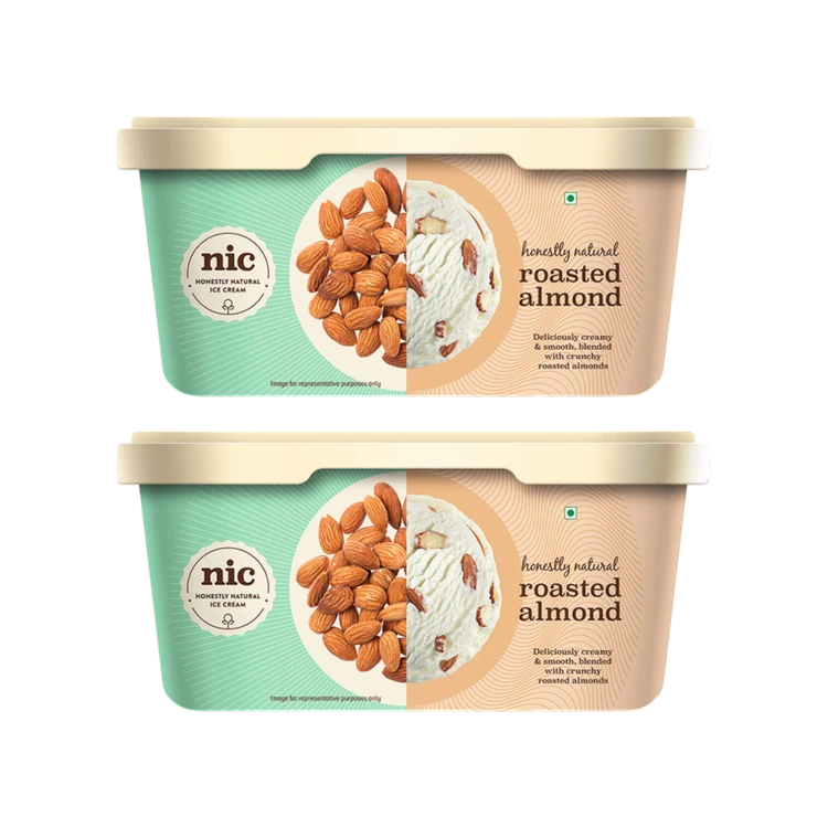 NIC Roasted Almond Ice Cream Tub - Pack of 2