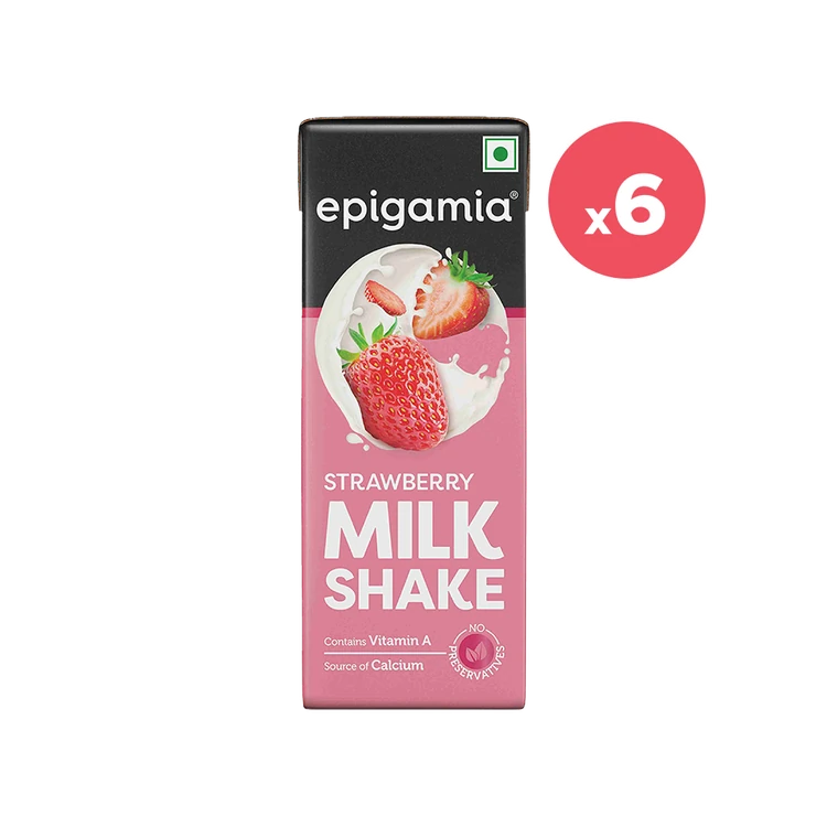 Epigamia Origins Strawberry Milkshake - Pack of 6
