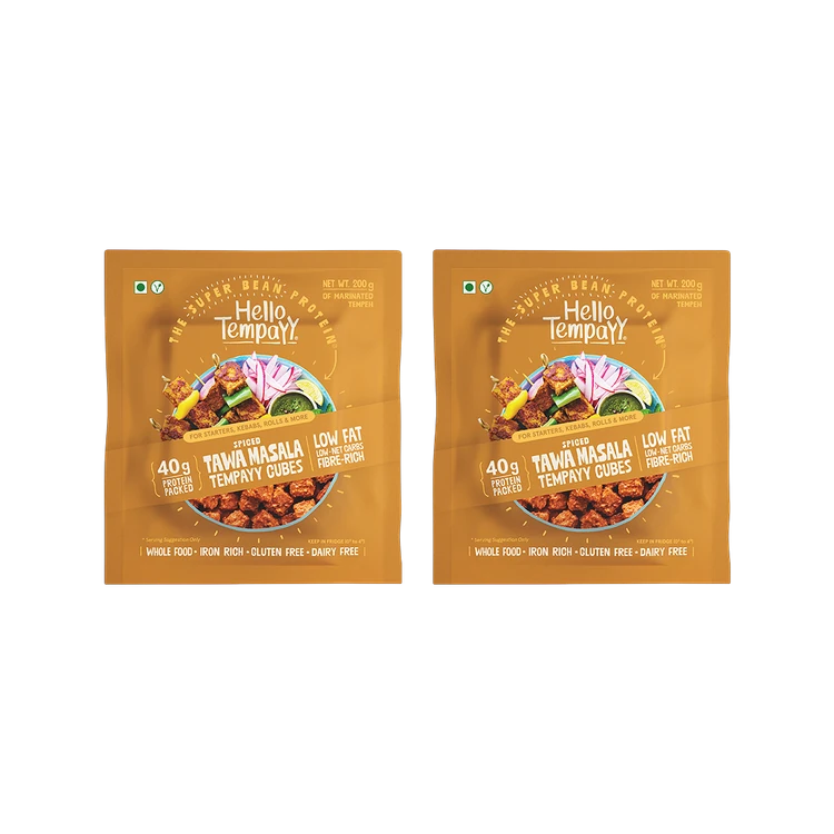 Hello Tempayy 40g Protein Masala Tempeh Cubes - Pack of 2