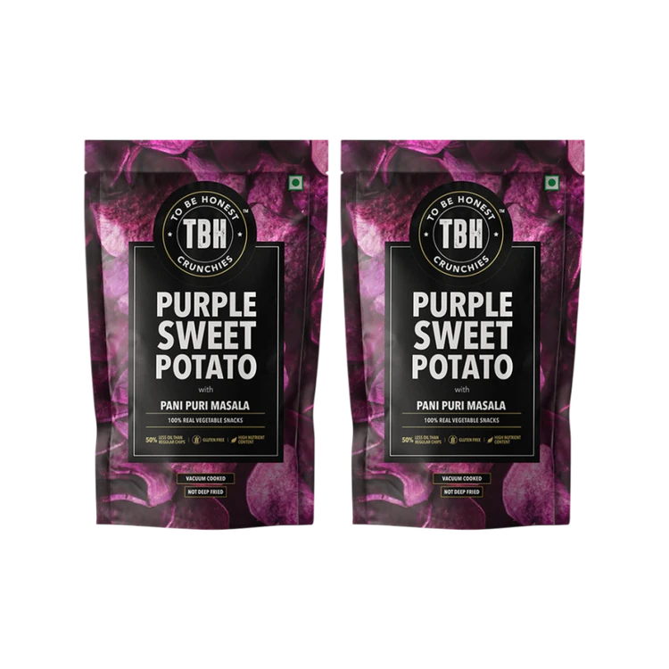 To Be Honest Purple Sweet Potato Chips with Pani Puri Masala - Pack of 2
