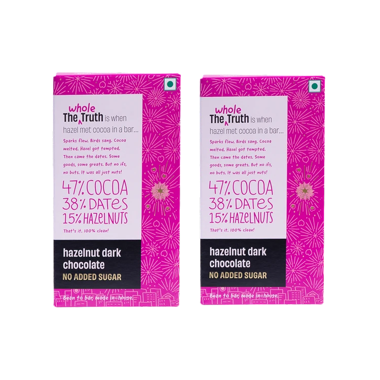 The Whole Truth Hazelnut Dark Chocolate Bar - Pack of 2