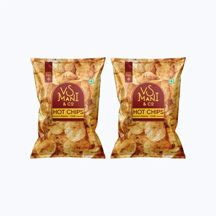 VS Mani & Co. Chilli Hot Potato Chips, No Palm Oil - Pack of 2