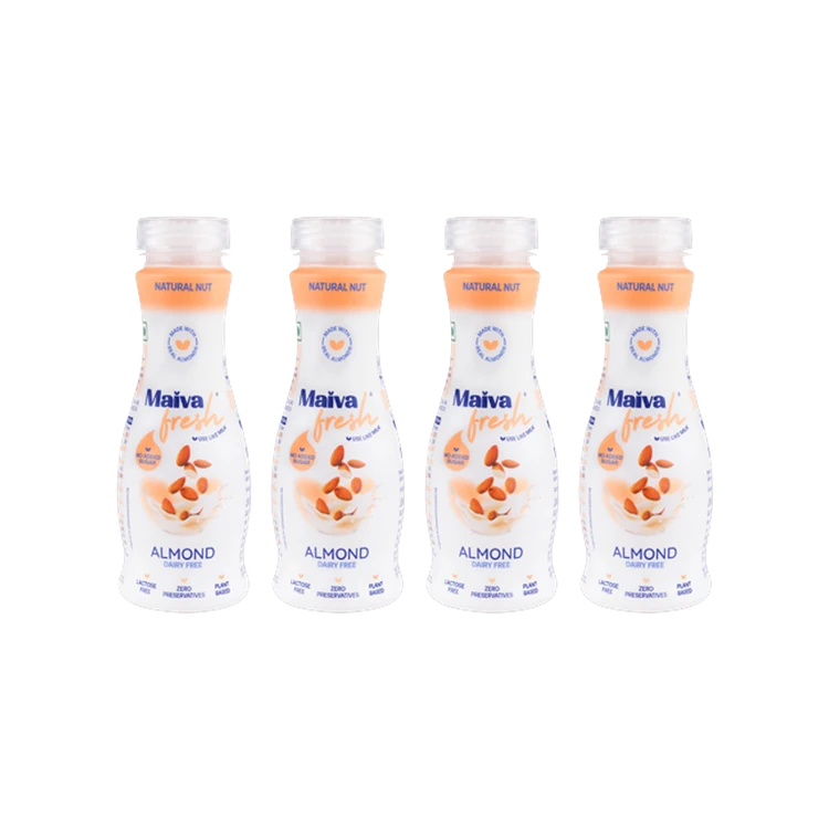 Maiva Fresh Dairy Free Almond Milk - Natural Nut - Pack of 4