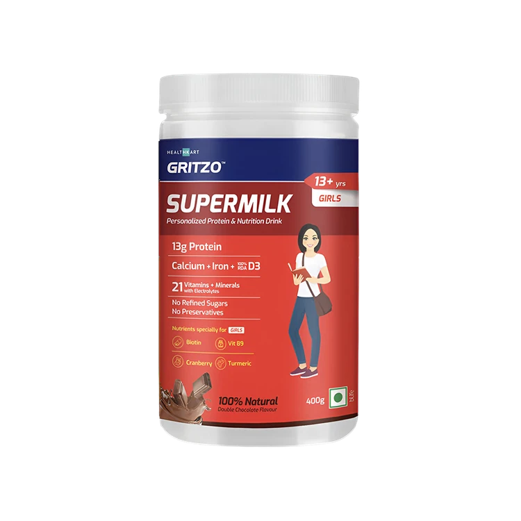 Gritzo Super Milk Drink Mix for Girls - Double Chocolate (13+ Years)