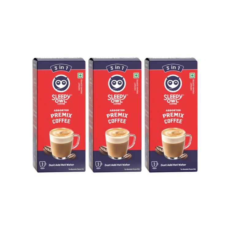Sleepy Owl Assorted Premix Instant Coffee - Pack of 3
