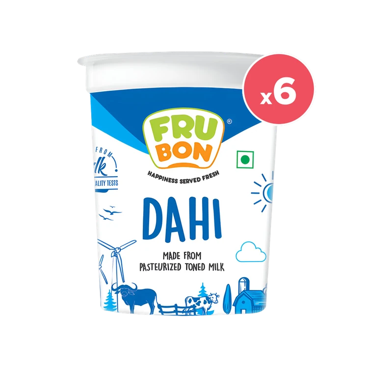 FruBon Pasteurized Toned Cup Curd - Pack of 6